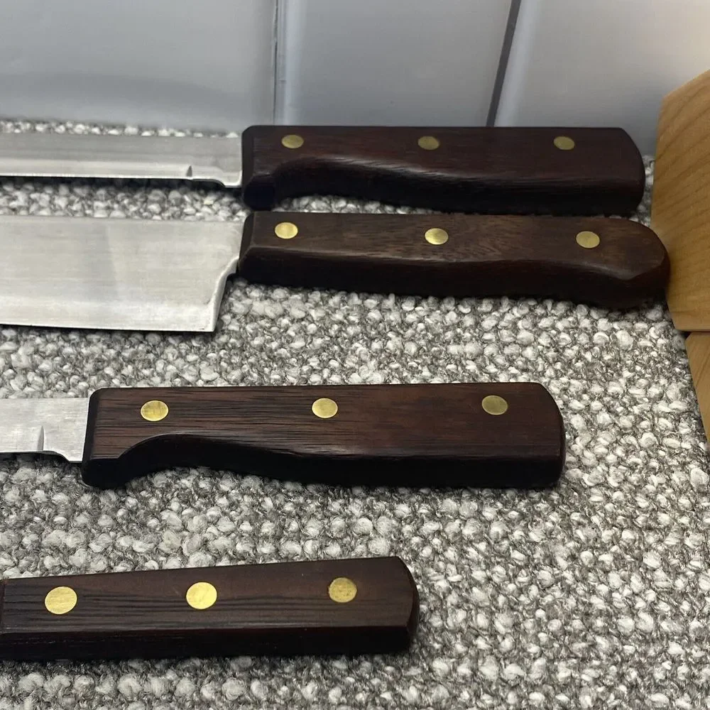 Old Homestead Knife Set 4 Knives Sharpener With Holding Block‎